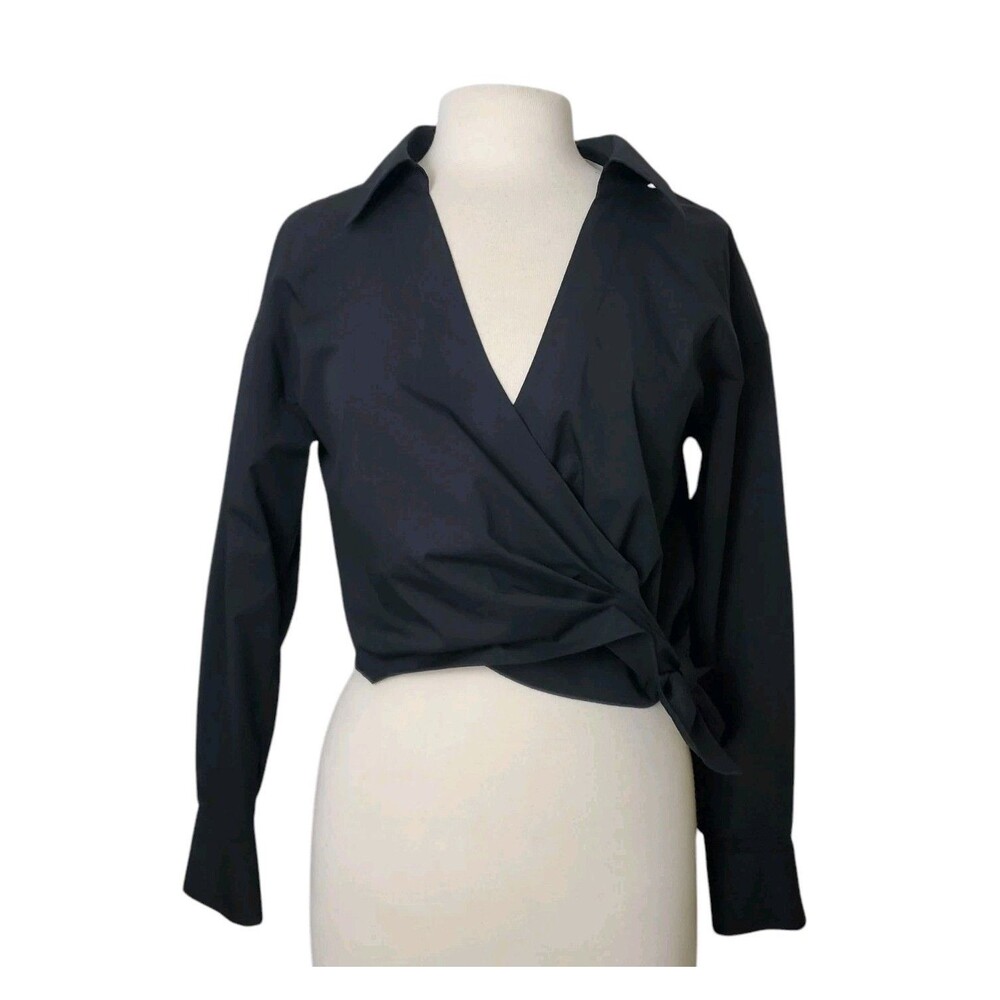 Vince Women's S Black Wrap Blouse Boho Chic Quiet Luxury Romantic Coquette